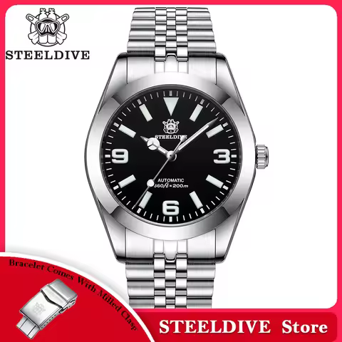 SD1934T STEELDIVE Limited Supply 39mm Simple Design 200M Waterproof BGW9 Blue Luminous NH35 Automati