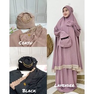 Mukena Top and Bottom with Crinkle Sleeves,/ crinkle mukena,/ top and bottom mukena, syar'i mukena,/