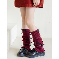 Girls Socks Spring Autumn Winter Korean Version Bow Solid Color Ankara Red All-Match Pile Socks Baby