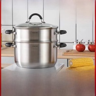 凌豐加厚304不銹鋼蒸鍋家用小蒸鍋雙層多層湯鍋帶蒸籠電磁爐適