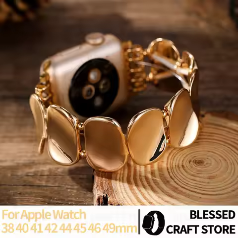 Elegant Pebble Shape Jewelry Watch Band for Apple Watch Series11 10 Ultra2 9 8 7 6 Women Wrist Strap