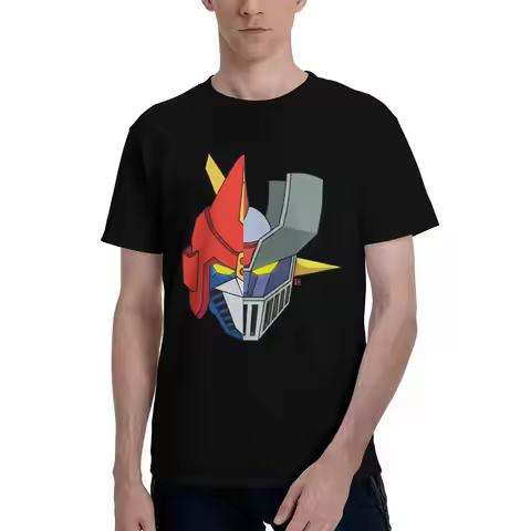 Voltes V Mazinger Z Men T Shirts Mazinger Z Casual Tees Short Sleeve Round Neck 100% Cotton Birthday