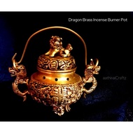 Dragon Brass Incense Burner Pot Antique Finish Dragon Agarbatti Pot Brass Sculpture