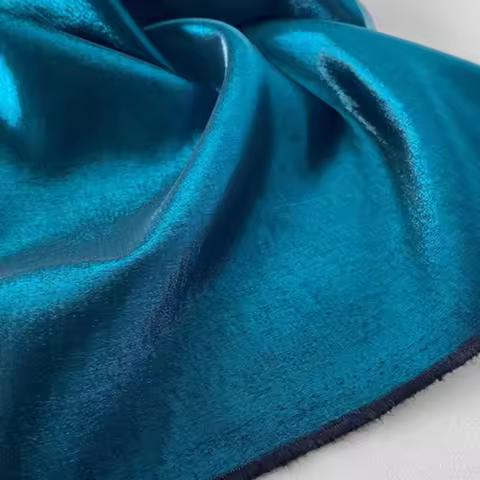 Linen Iridescent Gem Blue Glossy Fine Drape Silk Fashion Fabric High Quality Dressing Material for S