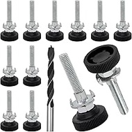 Pack of 12 Adjustable Furniture Feet, M8 x 50 mm, Adjustable Feet Height with Lock Nut, Drive-in Nut