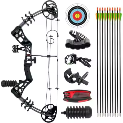 Youth Compound Bow and Arrow Kit 15-45 Lbs Draw Weight 18-29 Draw Length Right Handed Bow for Beginn