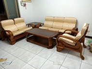 【新莊區】二手家具 實木3+2+1木椅組 含坐墊