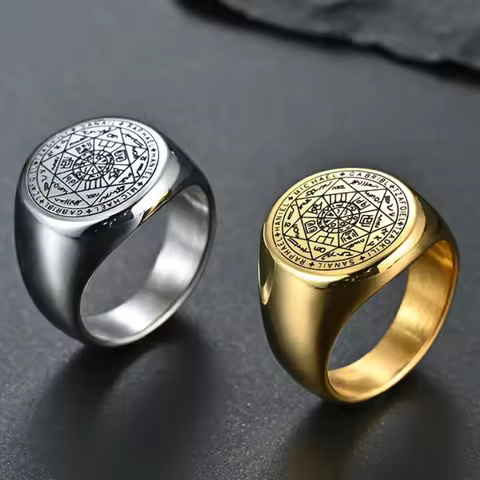 Seven Archangels Ring for Men Stainless Steel The Seal Of Solomon Tetragrammaton Archangels Protecti