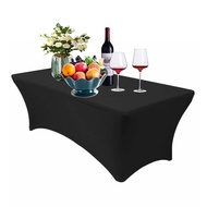 แบบผ้าปูโต๊ะ สีดำ ผ้าขาวปูโต๊ะ ยืด ไลคร่า ผ้าปูโต๊ะอาหาร ผ้าคลุมโต๊ะประชุม 2.4mx60cm/ 1.8mx60cm Stretch Lycra Rectangular Tablecloth Fit for Folding table  ผ้าปูโต๊ะ