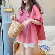 Crush Solid Color Ladies Shirt Korean Version Loose Fashion