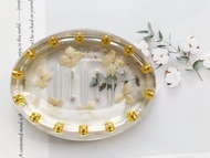 環氧樹脂滴膠米色花朵環形金珠肥皂盒