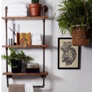 Solid Wood Wall Rack 60CM Vintage Loft Style Creative Multifunction 3 Tiers Wall Shelves