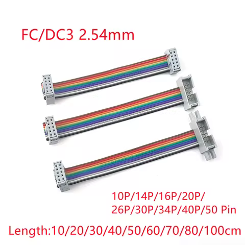 FC to DC3 2.54MM Pitch IDC Color Flat Cable LED Screen Connection JTAG Download Line 10/20/40/60/80/