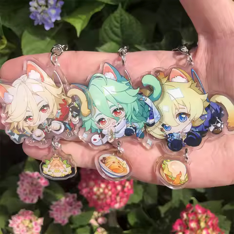 Game Impact Baizhu Mika Kaveh Kirara Cosplay Keychains Acrylic Pendant Xmas Gift