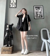 [Voucher 50k Freeship Max 0 đồng toàn quốc] Set bộ tuyết mưa áo khoác vest tay ngắn 3 món Hàn quốc á