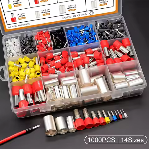 1000PCS Wire Ferrule Kit Copper Crimp Terminals Insulated Pin Cord End Connectors AWG(22 20 18 16 14