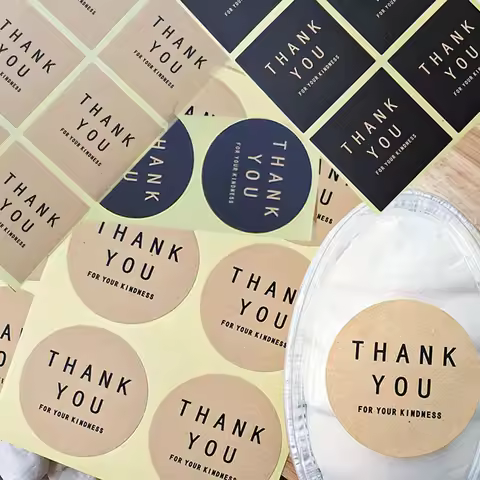 4cm Round Kraft Paper Thank You Sealing Sticker Gift Box Candy Pastry Bouquet Packaging Label Weddin