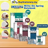 Campap Write On Spring A4 A5 A6 A7 Notebook Single Line 70gsm Paper -(1Pcs) Buku Nota Tulis Latihan 