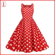 fulaide Women A-line Sundress Retro Dot Dress Vintage Retro A-line Midi Dress with Square Neck and D