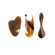 手工水牛角刮痧板 3 件組 - 適用於臉部、頸部、肩部與背部