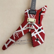 EVH Shark Style Electric Guitar Burgundy Red Silver Stripes 6 String HH Humbucker Pickups Electric G