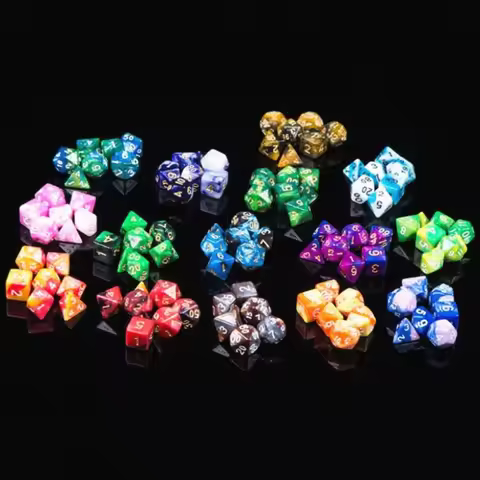 7Pcs/set Resin Multifaceted Dice D&d D4 D6 D8 D10 D12 D20 Polyhedral for TRPG Games Board Party Fami
