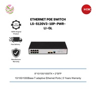 H3C LS-5120V3-10P-PWR-LI-GL L2+ ETHERNET POE SWITCH - 8GE, 2SFP, AC