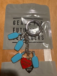 Blue bottle human made keychain