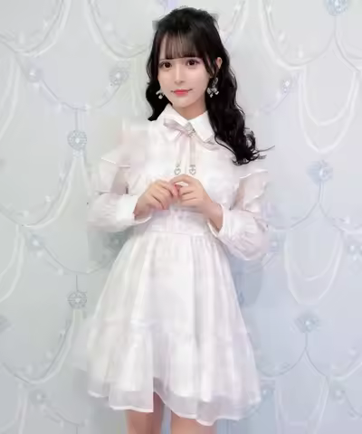 Rojita Dress Japanese Series Mass-Produced Ruffle Waist Dresses Women Autumn New Floral Long Sleeve 