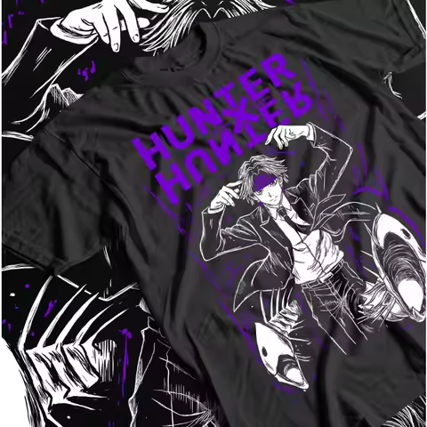Trend Summer 2025 Cosplay Neutral Black and White Hunter X Hunter Chrollo Lucilfer T-shirt HXH Anime
