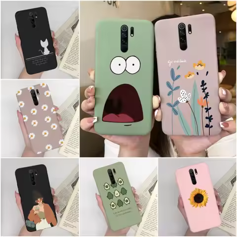 For Xiaomi Redmi 9 Case Silicone Fashion Cute Avocado Girl Flower Matte Cover For Xiaomi Redmi 9 Bum