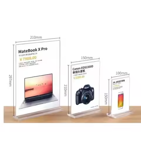 2pcs A5 Double Side Acrylic Menu Sign Holder Display Stand Advertising Poster Label Sign Holder Fram