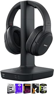 Sony WH-RF400 Wireless Home Theater Headphones Black Bundle with Tech Smart USA Audio Entertainment Essentials Bundle and 1 YR CPS Enhanced Protection Pack