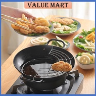 Easy Pour Non Stick Coating Tempura Fryer Pot with Oil Drip Drainer Rack Japan Mini Deep Fry Pan