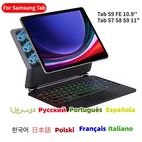 Backlight Magic Touchpad Keyboard Cover For Samsung Galaxy Tab S9 FE 10.9'',Magnetic Keyboard Case F