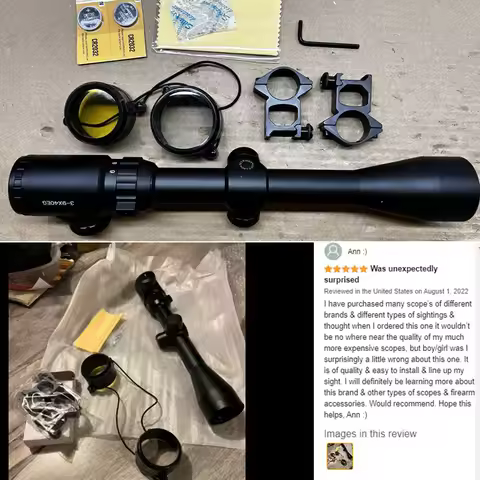 MidTen Riflescope 3-9x40 Rifle Sniper Scope Red or Green Illuminated Optical with Mounts Mil dot Fit