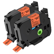 2 Pack Compatible for Brother P-Touch Label Maker Tape TZe-B41 TZ-B41 Black on Fluorescent Orange TZ