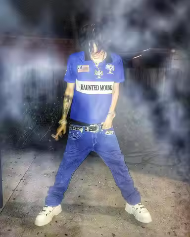 Haunted Mound Vintage Blue Polo Shirt Y2K T Shirt Mens Hip Hop Pumpkin Head Embroidery Oversized Tsh
