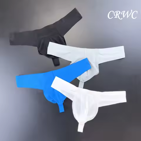Man Ice Silk Bugle Pouch Thong Ultra Thin Seamless G-string Low Waist Plus Size T-back Male Panties 