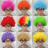 [Produk Laris] Rambut palsu gaya rambut keriting, topi kepala badut, rambut palsu berwarna-warni yan