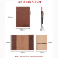 Retro Genuine Leather Book Cover Sleeve Protector with Pen Holder Business Notepad Notebook Book Cas
