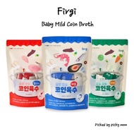 Firgi Baby Mild Coin Broth 60g x 20P | Vegetable, Seafood, Chicken Flavor | Korean Instant Broth Cub