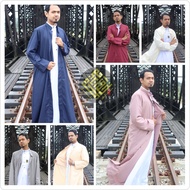 Jubah Lelaki Belah Yaman Depan Ustaz Imam Syeikh Kain Cotton Biru Jubah luar Kelabu Pink Maroon Berw