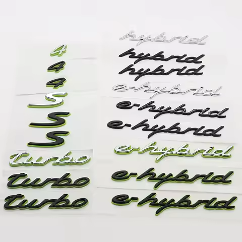 1PC 3D ABS E-hybrid Hybrid Turbo 4 S Car Letter Side Logo Sticker Tail Badge Auto Rear Trunk Emblem 