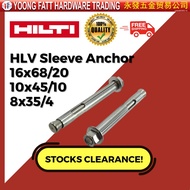 STOCK CLEARANCE HILTI HLV Sleeve Anchor/Hilti original/Made By Hilti In China/Hilti sleeve anchor he