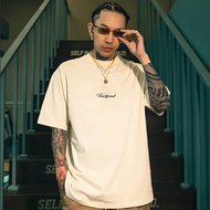 Hong Kong style letter printed cotton short-sleeved T-shirt men/women summer 2024 new half-sleeved b