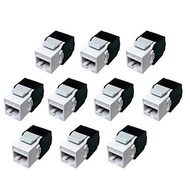10-Pack Cat6a Rj45 Keystone Jack - Cat6 Compatible -180 Degree Toolless -Ethernet Wall -Cat6a