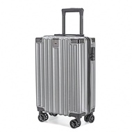 Silver Luggage Trolley Bag With 4-Wheel Spinner, Zinc Alloy Material, 20-Inch Carry-On Size, Passwor