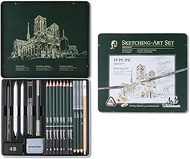Roseelf Sketch Pencil Set for Drawing, Drawing, (2H/H/HB/F/B/2B/3B/3B/4B/6B/8B) in Metal Case, Charc