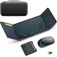 Samsers Foldable Keyboard and Mouse, Folding Bluetooth Keyboard Mouse Combo with Backlight, 2.4G + B